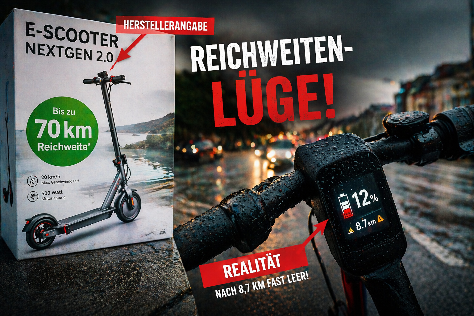 Die Reichweiten-Lüge: Warum dein E-Scooter nie so weit kommt wie versprochen